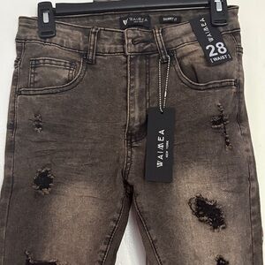 Waimea Brown Wash Distressed Skinny Jeans